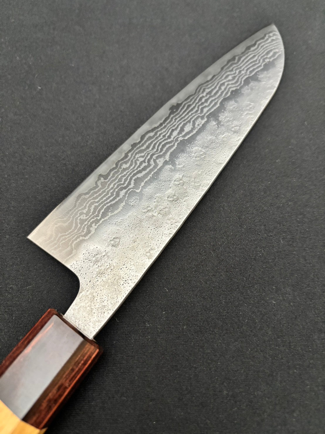 440C Damascus Santoku 165mm Zelkova Handle