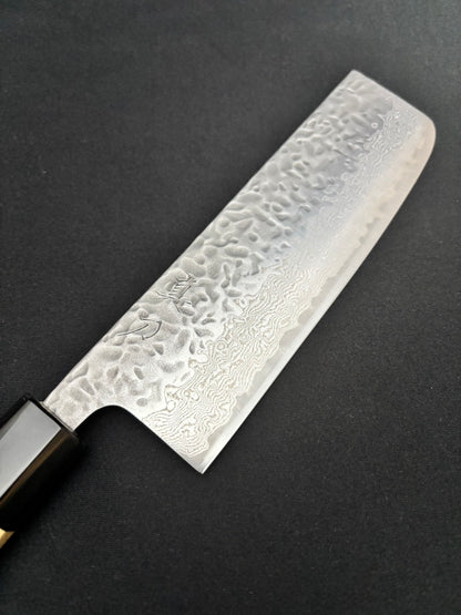 AUS-10 Tsuchime Damascus Nakiri 165mm Magnolia Handle